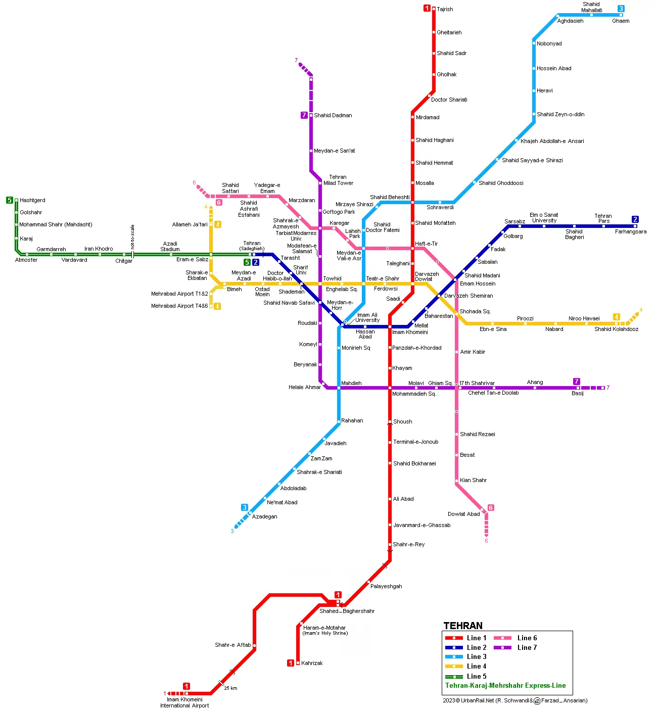Tehran Metro Map 2023