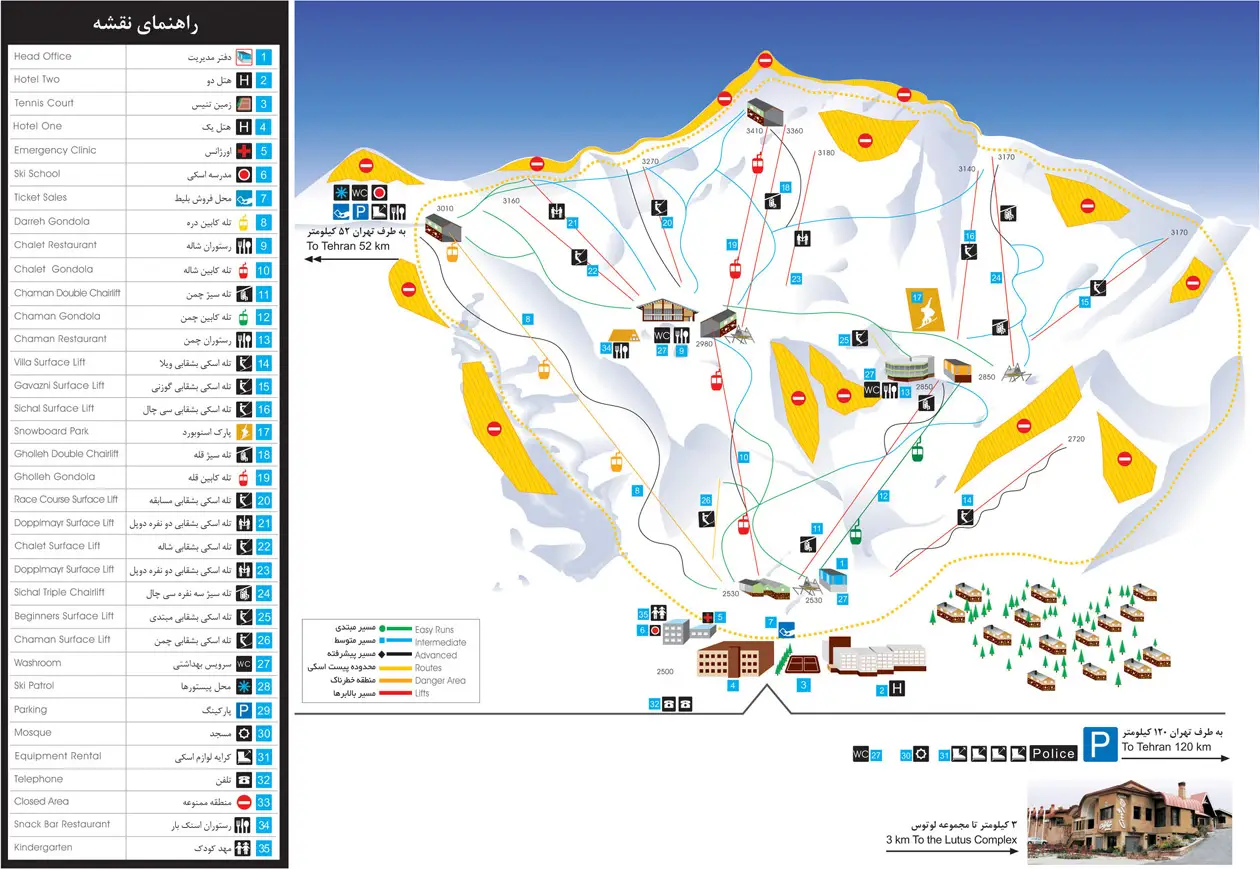 Dizin Ski resort map