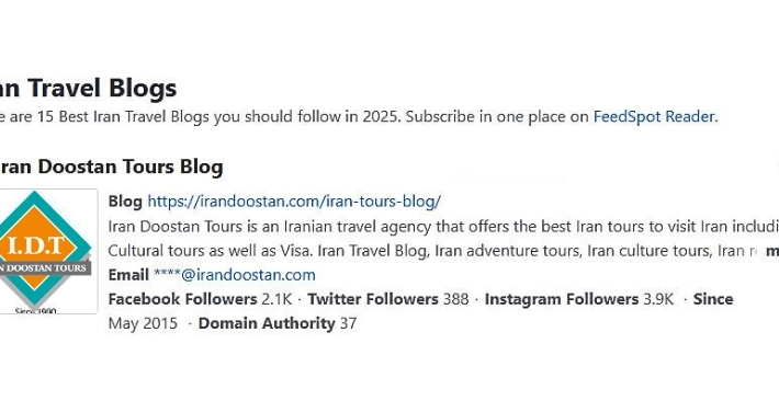 Best Iran Travel Blog & Website in 2025 by FeedSpot